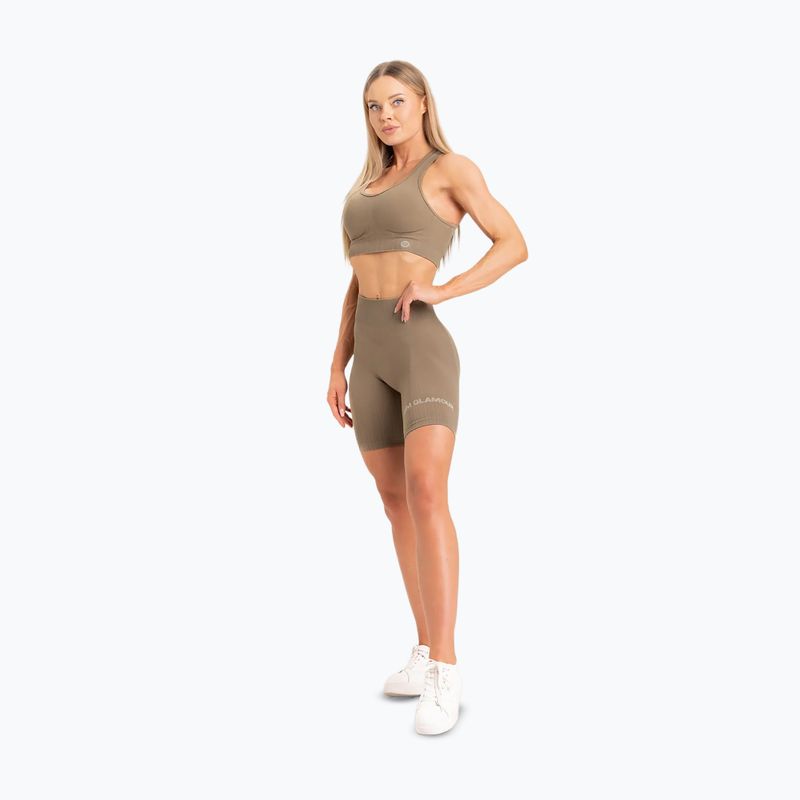 Дамски шорти за тренировка Gym Glamour Bikers push up beige 316 12