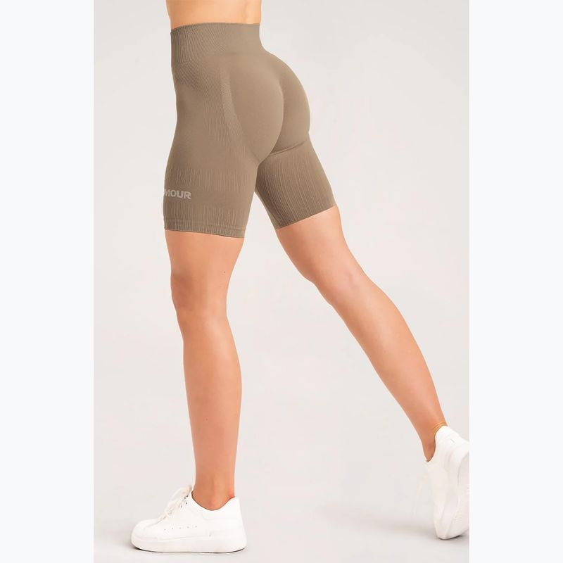Дамски шорти за тренировка Gym Glamour Bikers push up beige 316 14