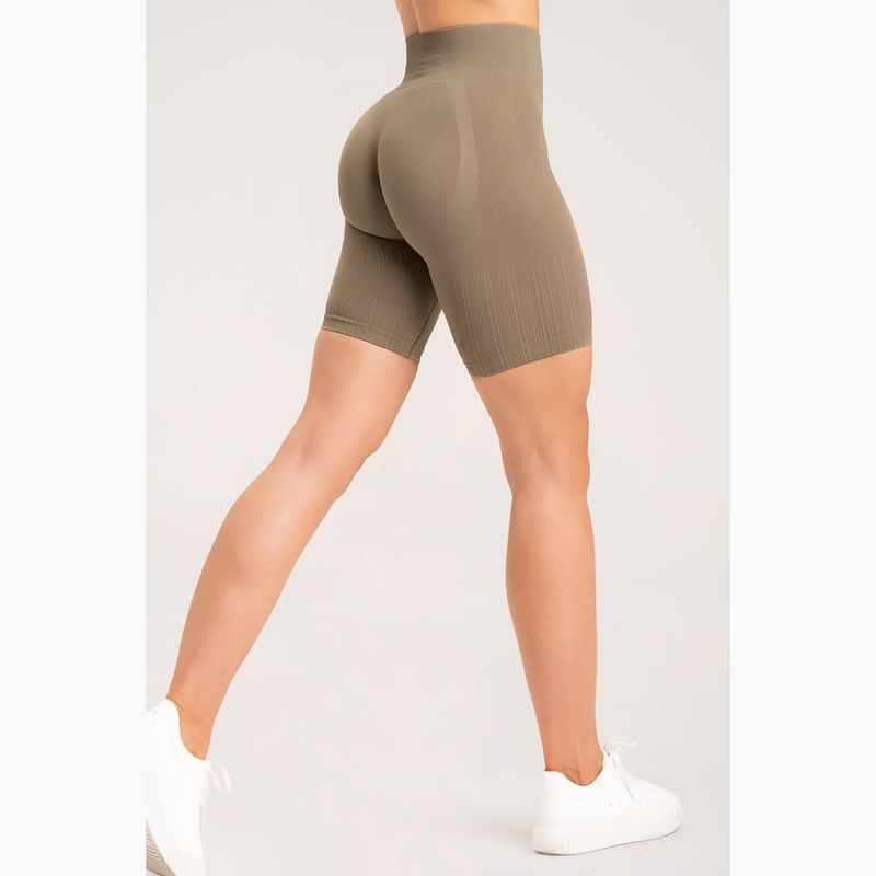 Дамски шорти за тренировка Gym Glamour Bikers push up beige 316 15