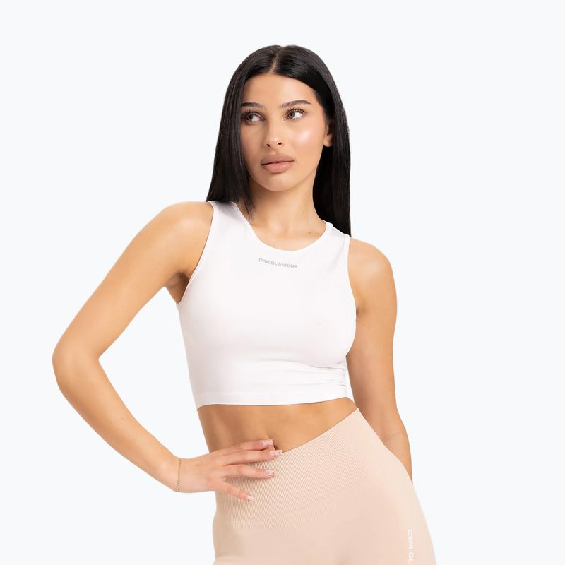 Дамски тренировъчен топ Gym Glamour Tied White 441