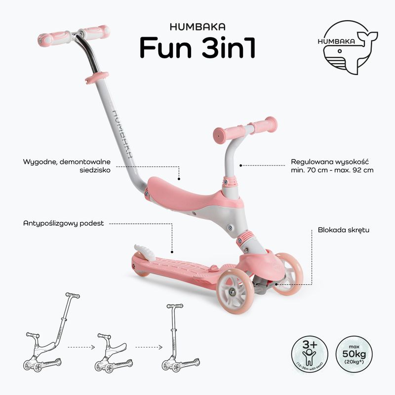 Детска тротинетка HUMBAKA Fun 3in1 розово KS002 2