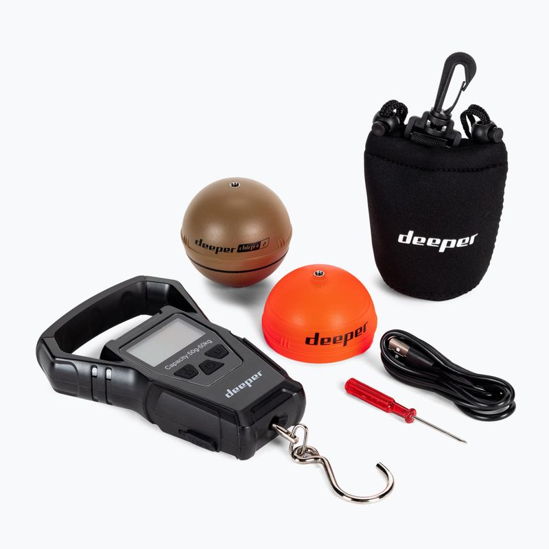 Deeper Smart Sonar Chirp+ 2.0 риболовен сонар с везна кафяв DP4H10S10+Weight