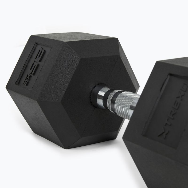 XTREXO Hex 25 кг гумирани дъмбели 8