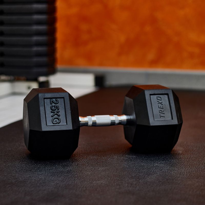XTREXO Hex 25 кг гумирани дъмбели 5