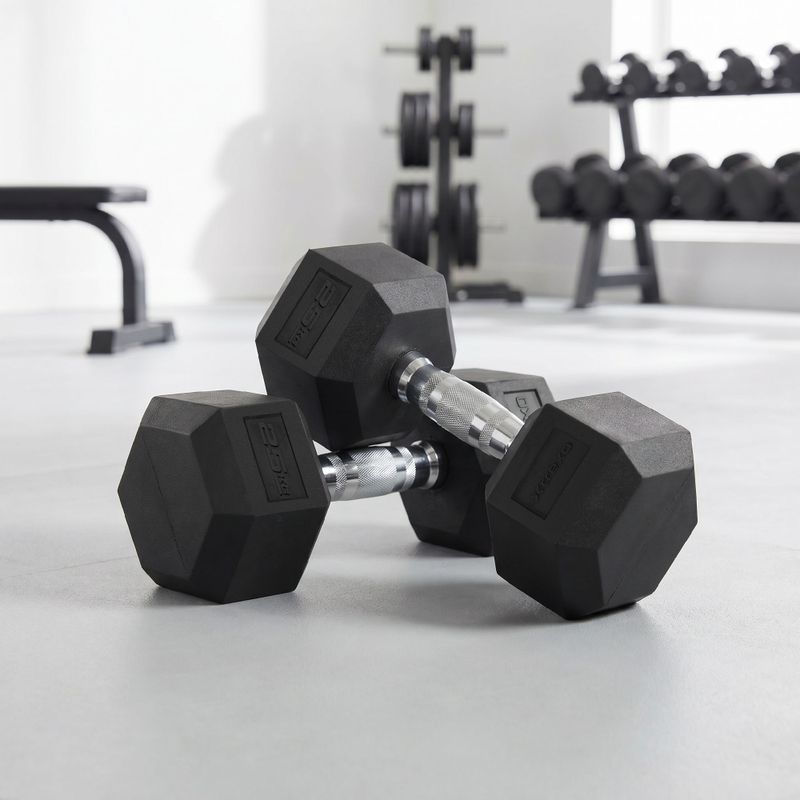 XTREXO Hex 25 кг гумирани дъмбели 3