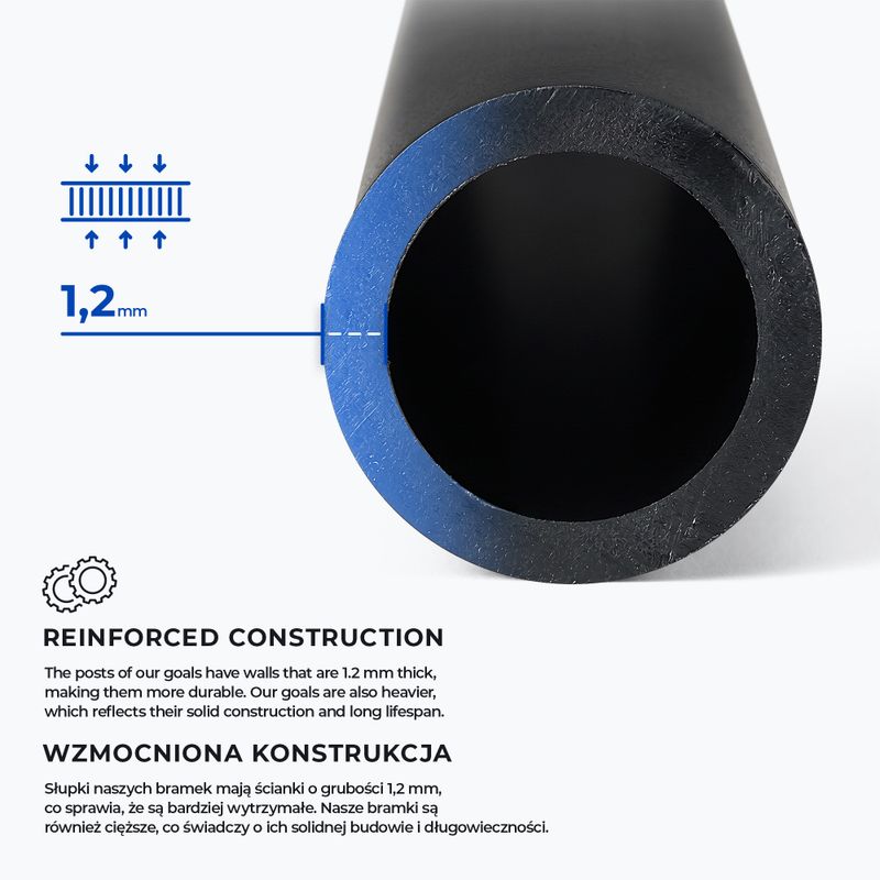 Футболна врата OneTeam One 300 x 200 cm от поцинкована стомана, бяла/черна 6