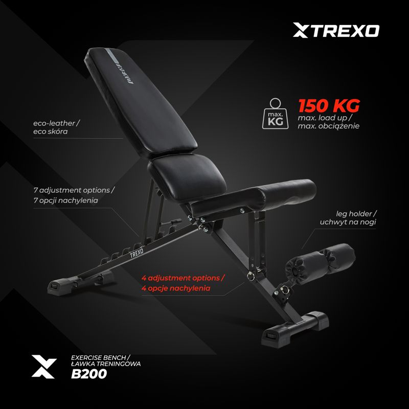 Тренировъчна пейка XTREXO B200 черна 5