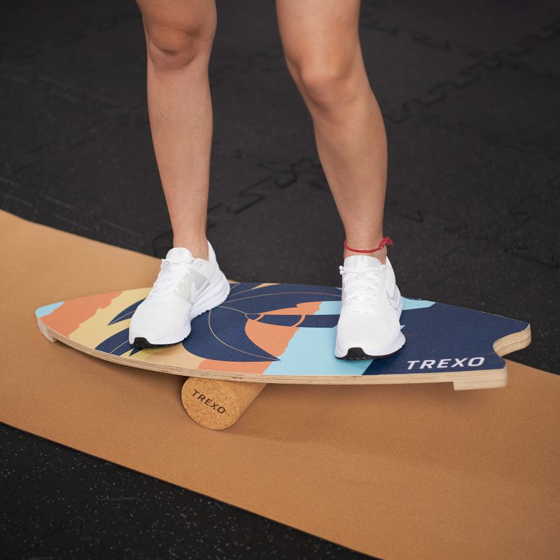 Дъска за баланс + постелка + ролка XTREXO BBS01 синьо/оранжево 9