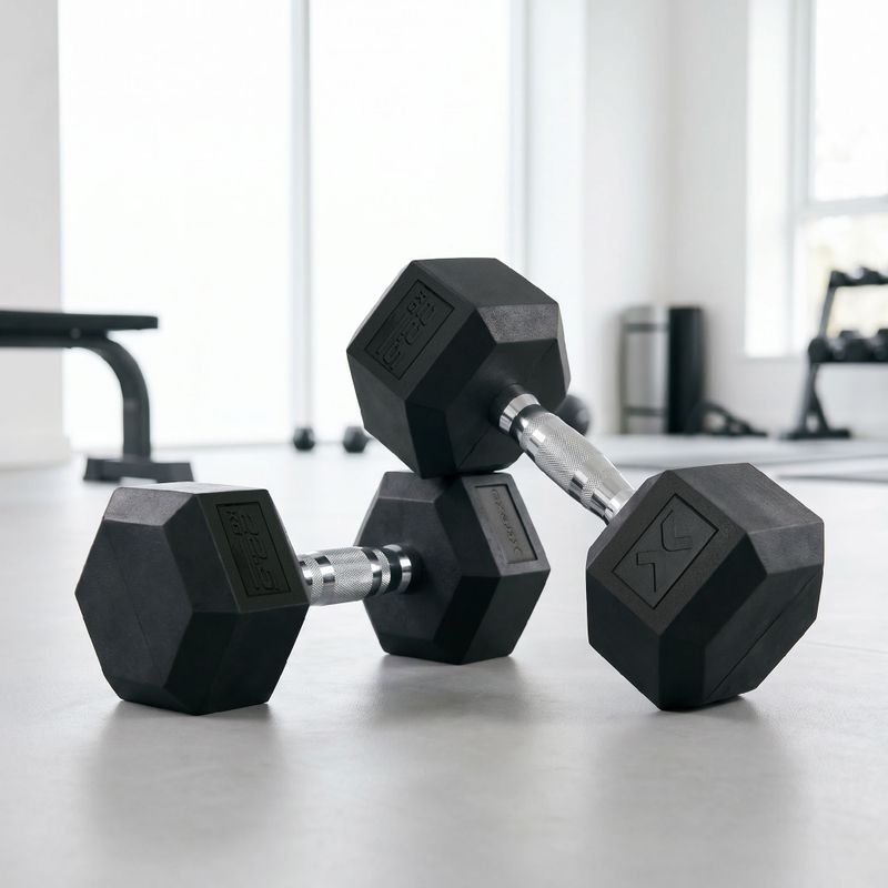 Гумиран дъмбел XTREXO Hex 22,5 кг 3