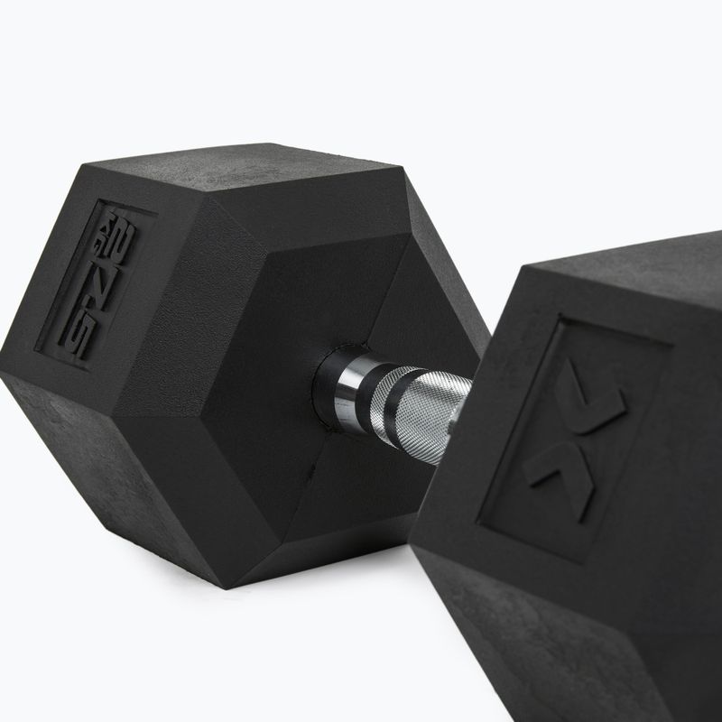 Гумиран дъмбел XTREXO Hex 27,5 кг 8
