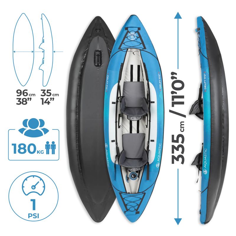 Надуваем каяк за 2 лица AQUASTIC Delft 11'0'' blue 15