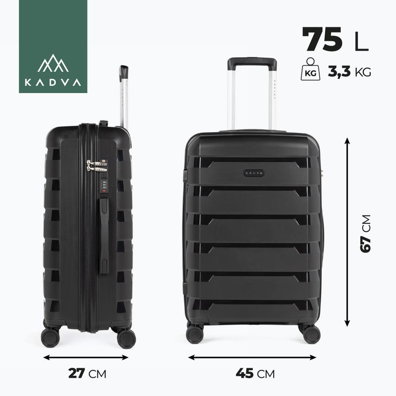 Среден пътнически куфар KADVA Cayes 75 л черен 3