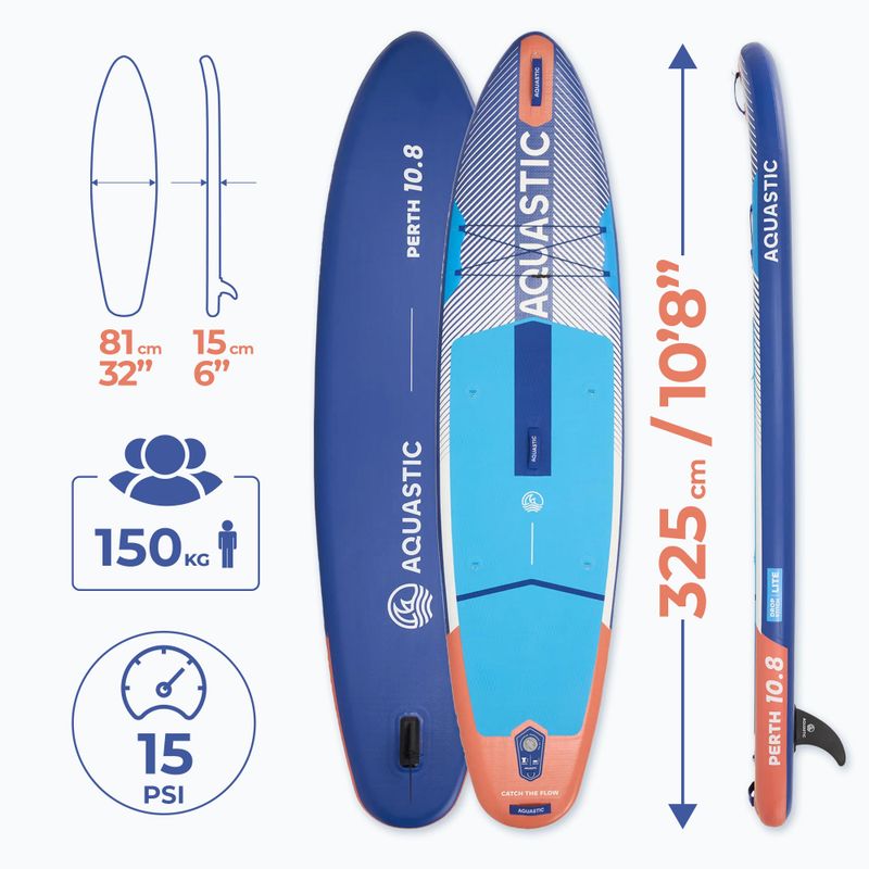 Комплект надуваема дъска SUP AQUASTIC Perth 10'8" all-round blue 16