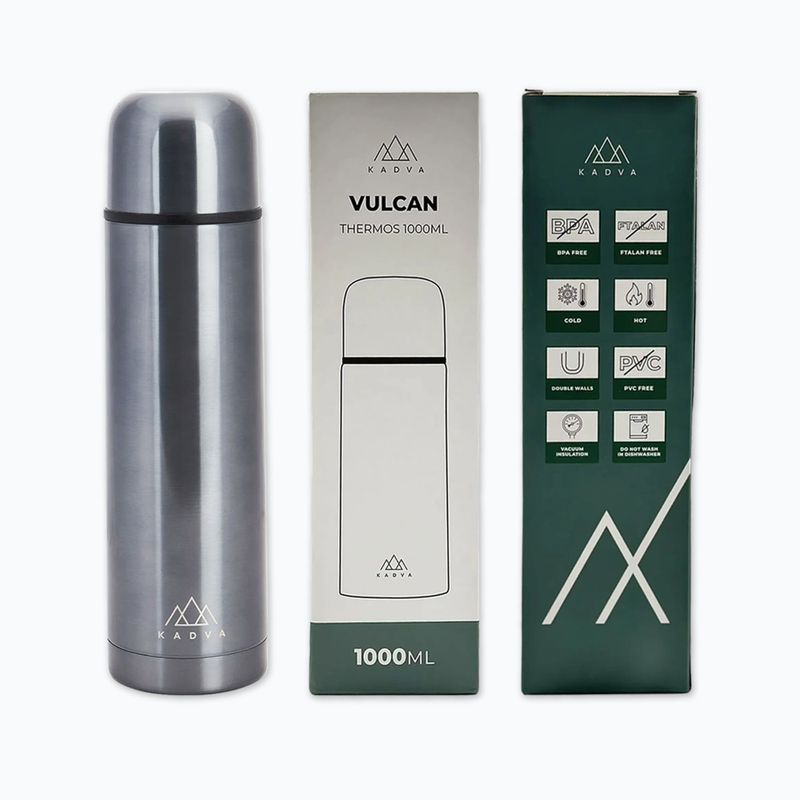 Термос KADVA Vulcan 1000 мл сребърен 12