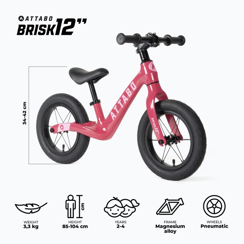 Велосипед без педали ATTABO Brisk magnezowy różowy 2