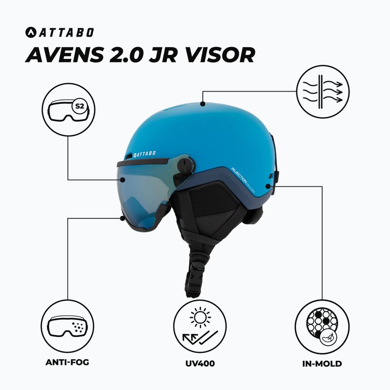 Детска скиорска каска ATTABO Avens 2.0 Jr Visor blue 2