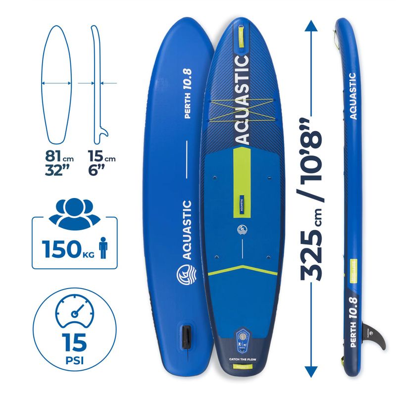 Комплект надуваема дъска SUP AQUASTIC Perth 10'8" allround dark blue 18
