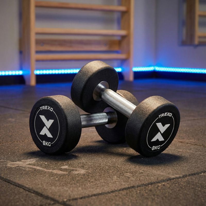 Дъмбел с гумено покритие XTREXO Pro 8 kg black 3
