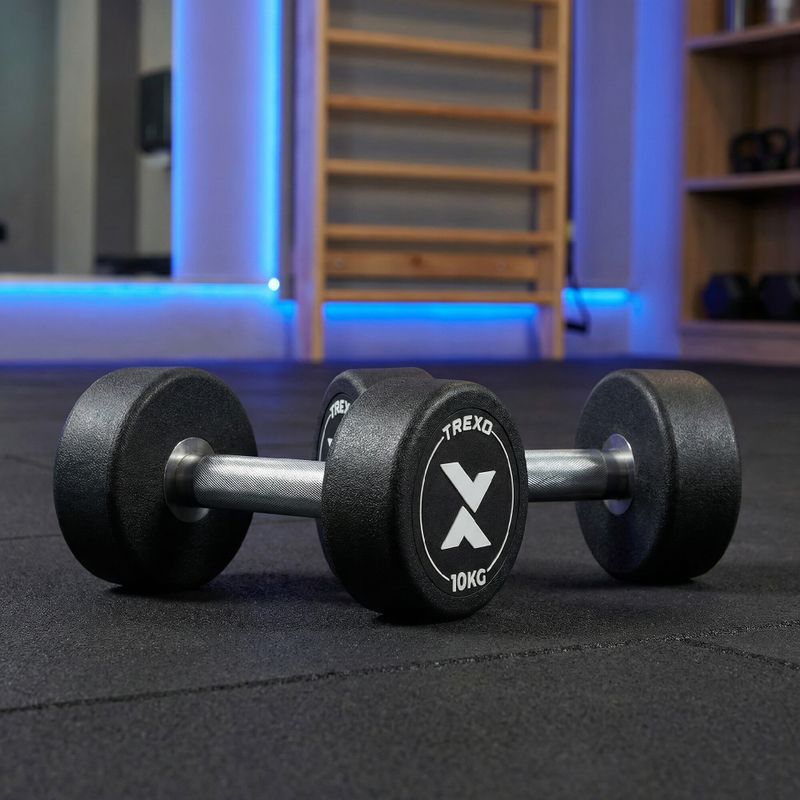 Дъмбел с гумено покритие XTREXO Pro 10 kg black 3