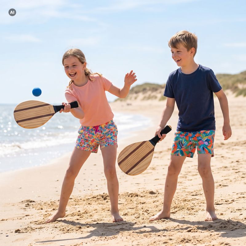 Комплект за плажен тенис OneTeam Beach Play кафяв 3