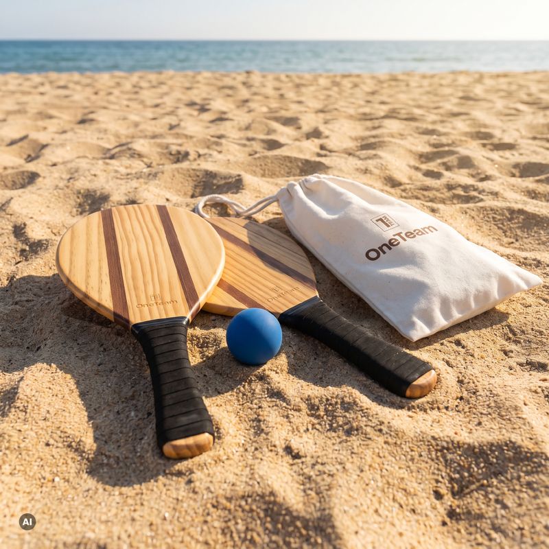 Комплект за плажен тенис OneTeam Beach Play кафяв 4
