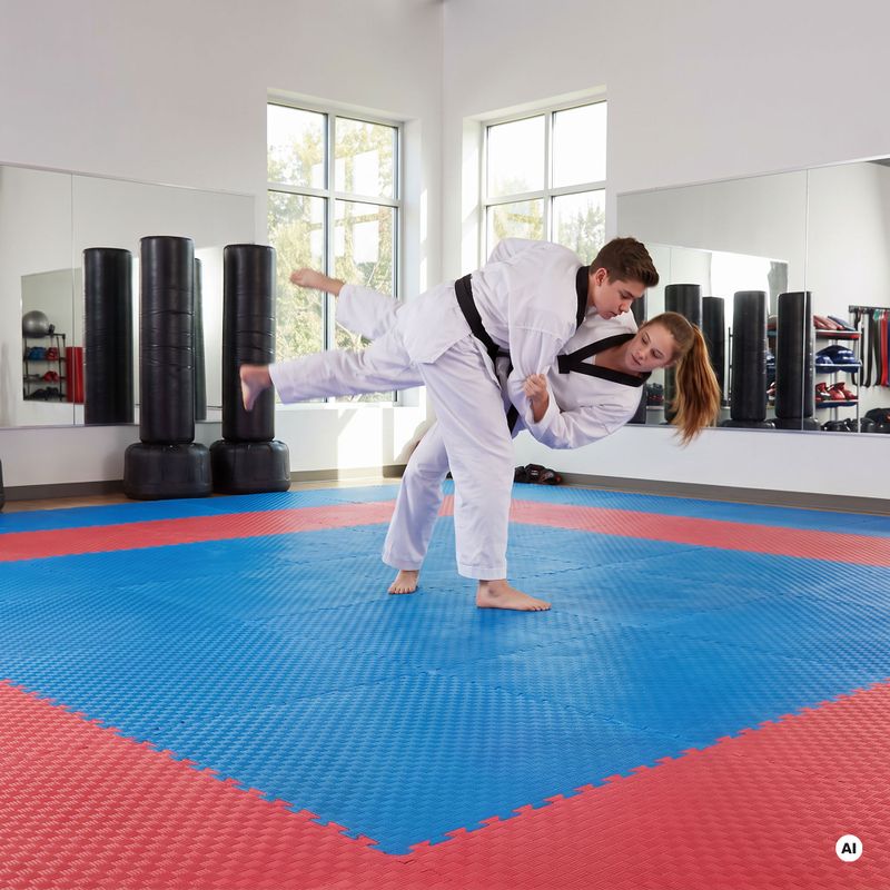 Подложка HOOK FIGHTING x Jen Yau puzzle tatami със сертификат World Taekwondo Federation blue 3