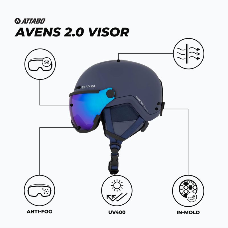 Детска скиорска каска ATTABO Avens 2.0 Jr Visor dark blue 2