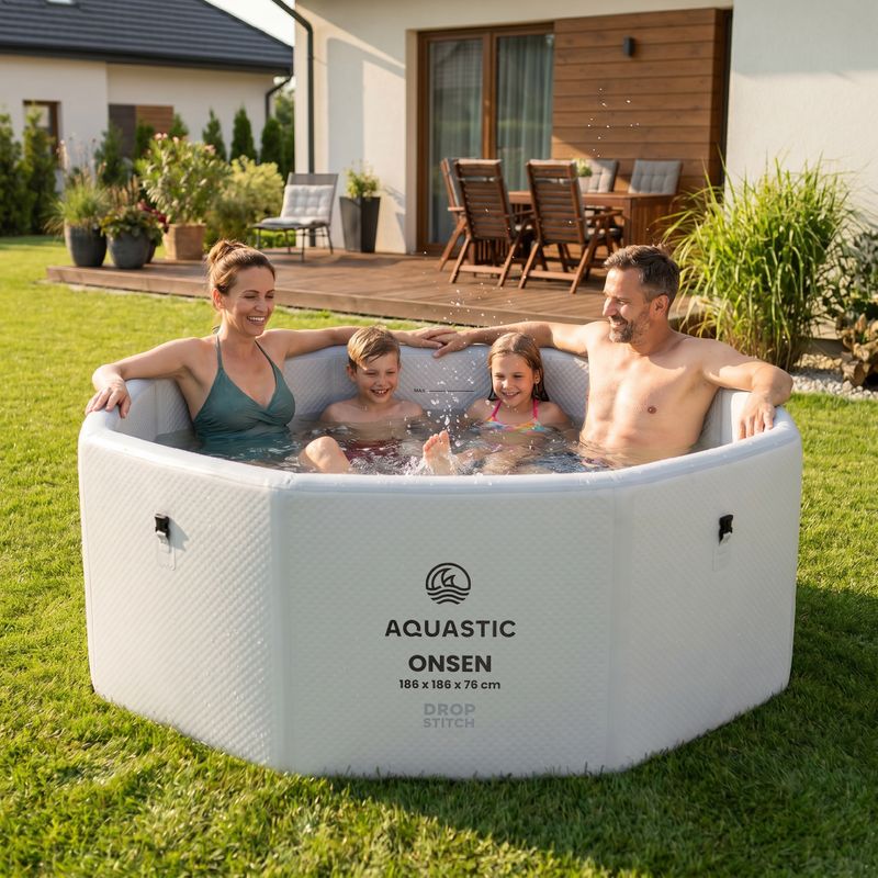 Надуваем басейн AQUASTIC ONSEN drop stitch 1400 l 186 cm сив 18