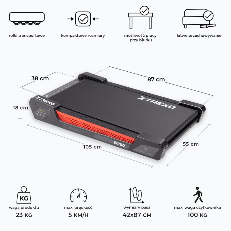 Електрическа пътека за бягане XTREXO Walking Pad W200 черна 3