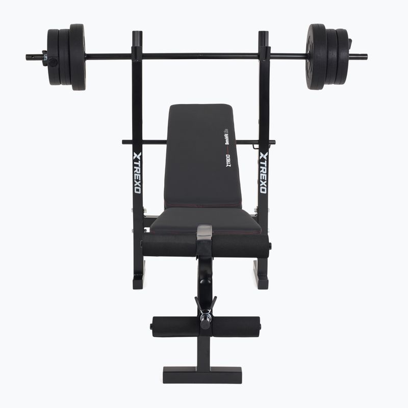 Тренировъчна пейка XTREXO BenchFit Lite със стойка и щанга черна 7