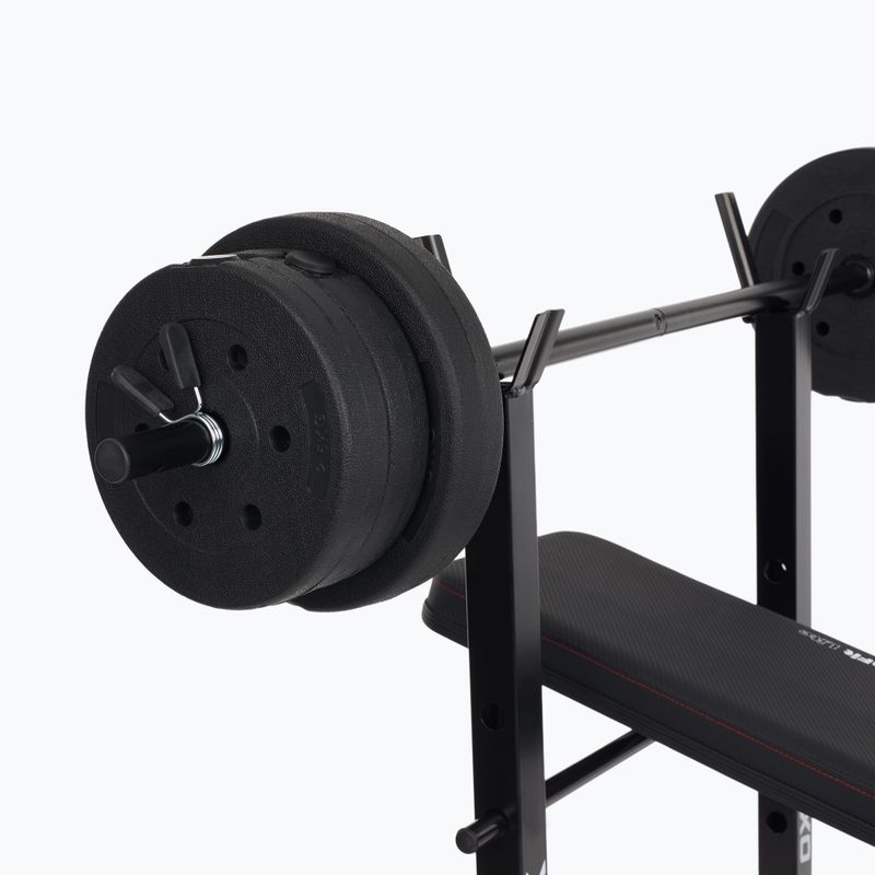 Тренировъчна пейка XTREXO BenchFit Lite със стойка и щанга черна 10