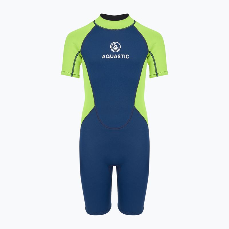 Детски неопренов костюм за плуване AQUASTIC Wavey Jrb 2 mm green/navy blue 3