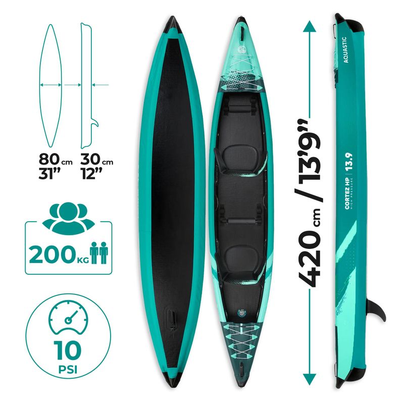 AQUASTIC Cortez 13'9" 420 cm зелен надуваем каяк за 2 лица с високо налягане 22
