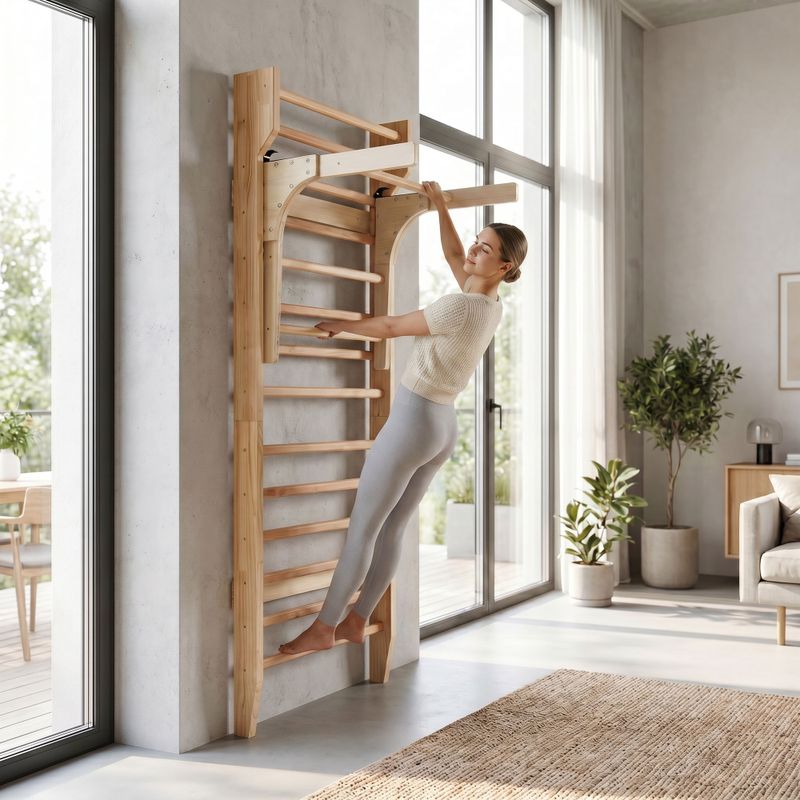 Гимнастическа стълба с лост XTREXO LW100 wooden 12