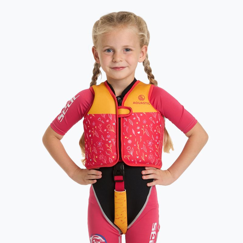 Детска спасителна жилетка AQUASTIC Junior pink/yellow 2