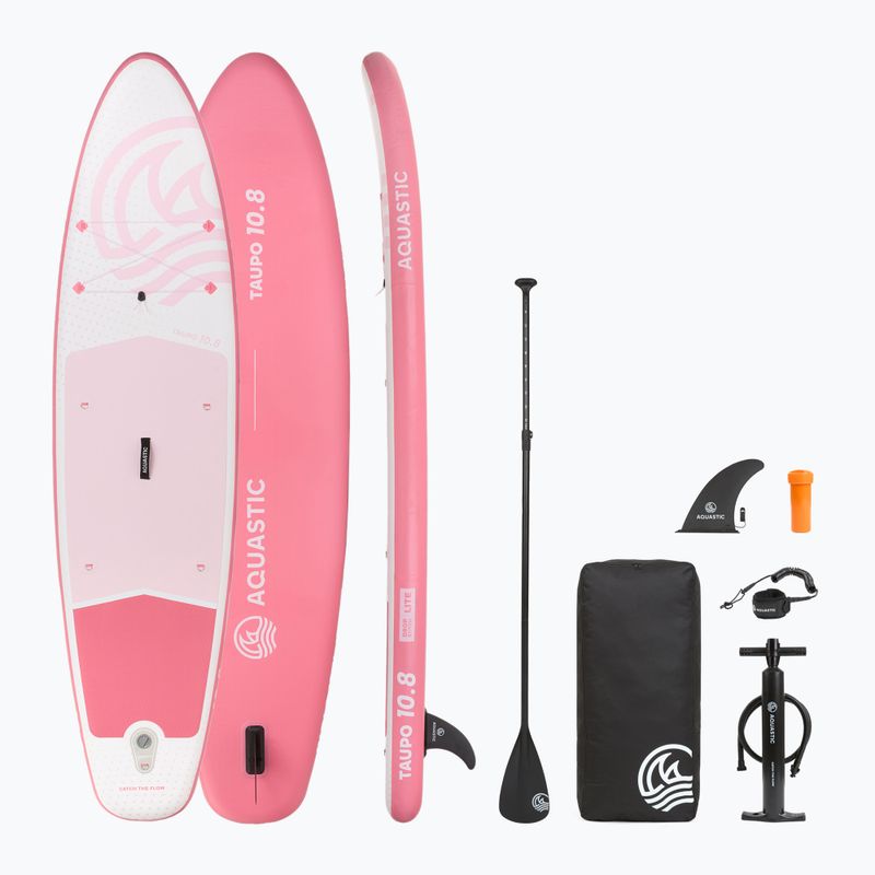 Комплект надуваема дъска SUP AQUASTIC Taupo 10'8" allround pink