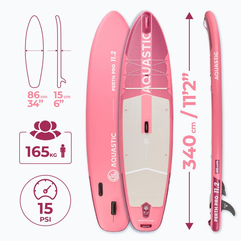 SUP дъска AQUASTIC Perth Pro 11'2" all-round pink 21