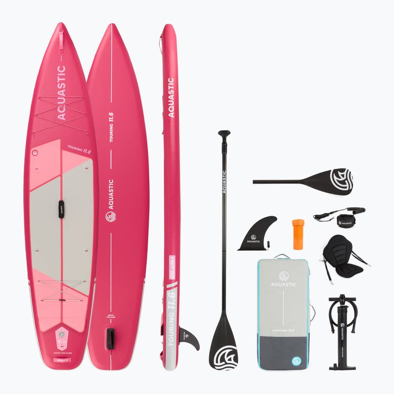 Комплект надуваема дъска SUP AQUASTIC Touring 11'6" pink
