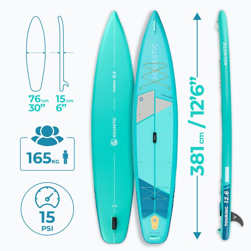 SUP AQUASTIC Туристическа дъска 12'6" зелена 19