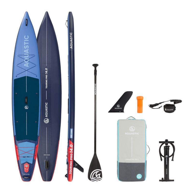 Комплект надуваема дъска SUP AQUASTIC Touring Pro 14'0" dark blue 25
