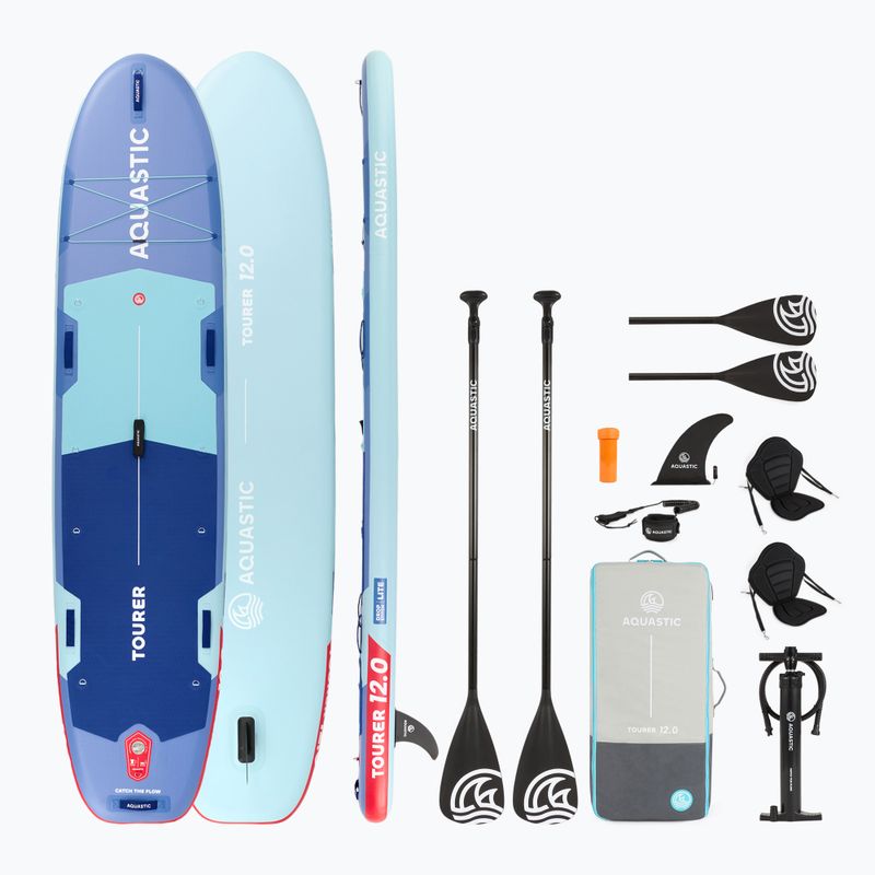 Комплект надуваема дъска SUP Tourer 12'0" 2-os синьо