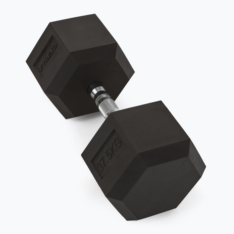 TREXO Hex 37.5 кг гумирани дъмбели 2