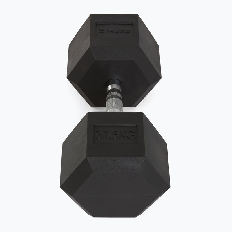TREXO Hex 37.5 кг гумирани дъмбели 3