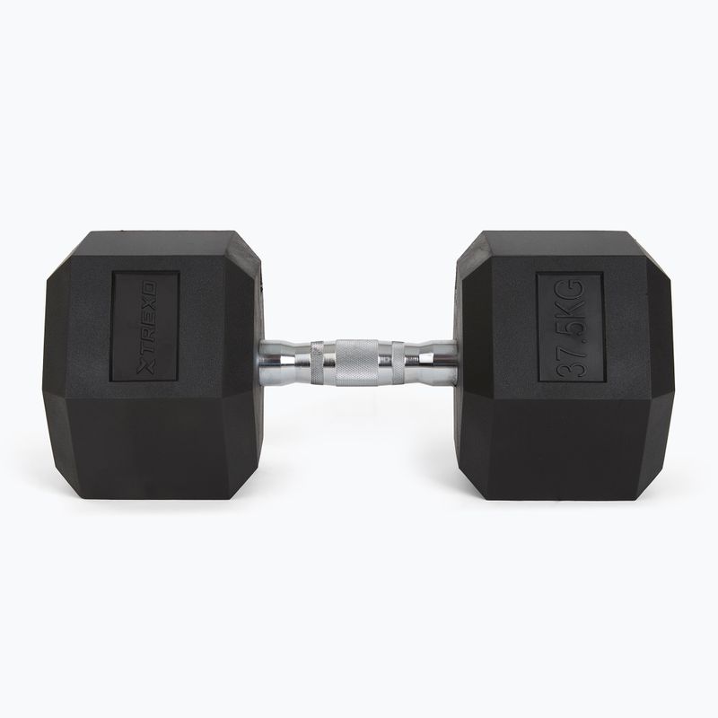 TREXO Hex 37.5 кг гумирани дъмбели 4