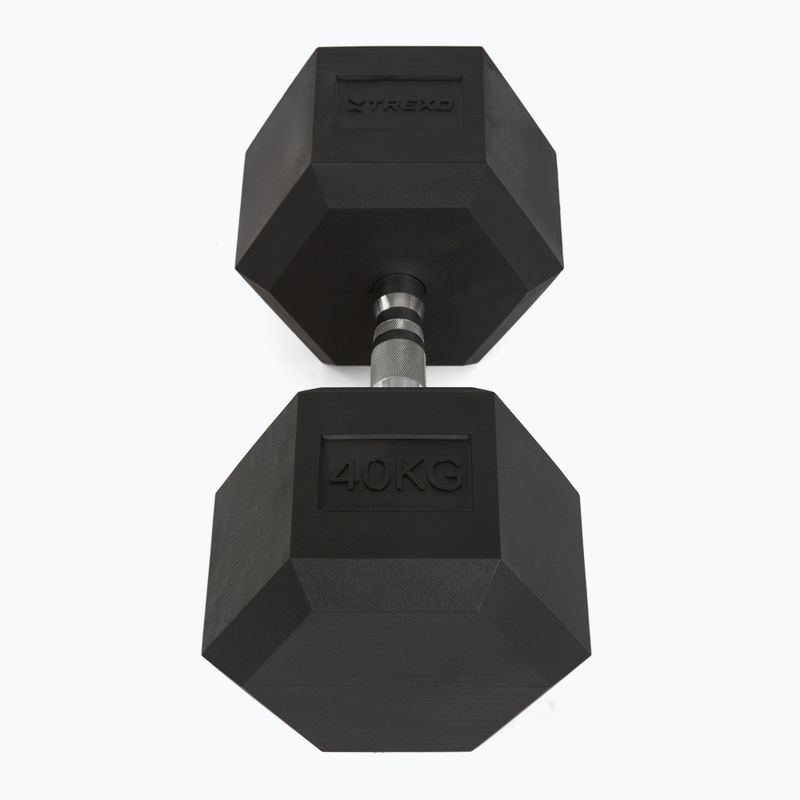 TREXO Hex 40 кг гумирани дъмбели 3