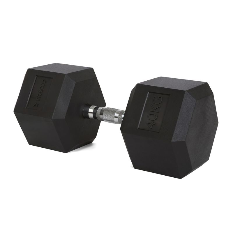 TREXO Hex 40 кг гумирани дъмбели 5