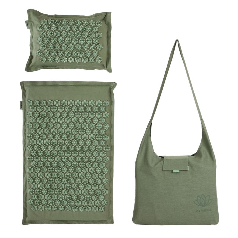 Подложка за акупресура XTREXO ECO с възглавница TXO-B4Z006-GN green 15
