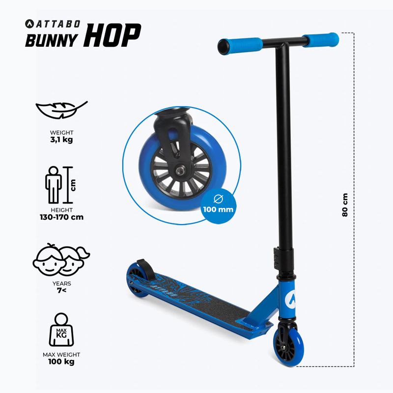 Детски скутер за фрийстайл ATTABO Bunny Hop blue 18