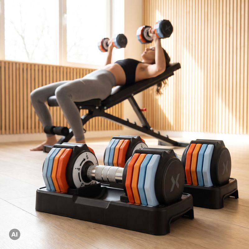 Комплект регулируеми дъмбели XTREXO 2 x 5 kg multicolor 15
