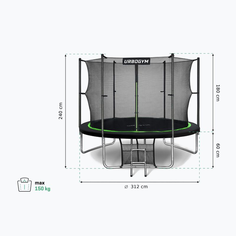 Градински батут Urbogym Jumper 312 cm черен 10FT 7